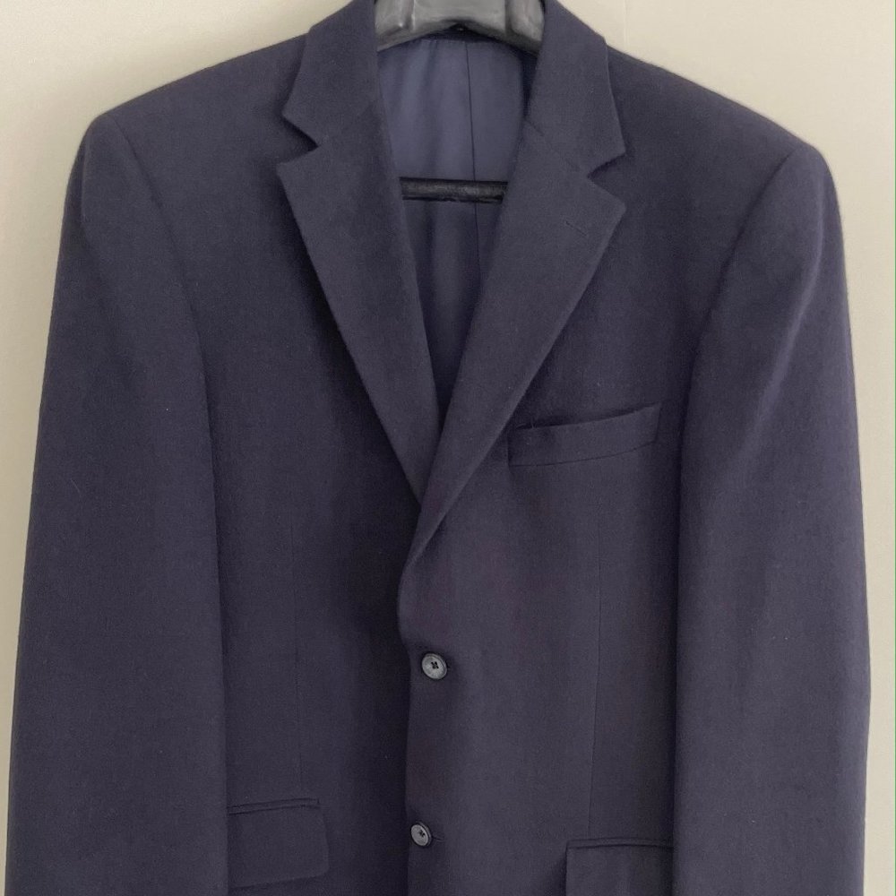 Loro Piana Italy For Saks Fifth Avenue Blazer Suit Jacket Camel Hair in Navy